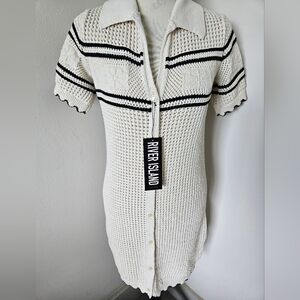 💕River Island ivory Short Sleeve knit mini dress size 6💕